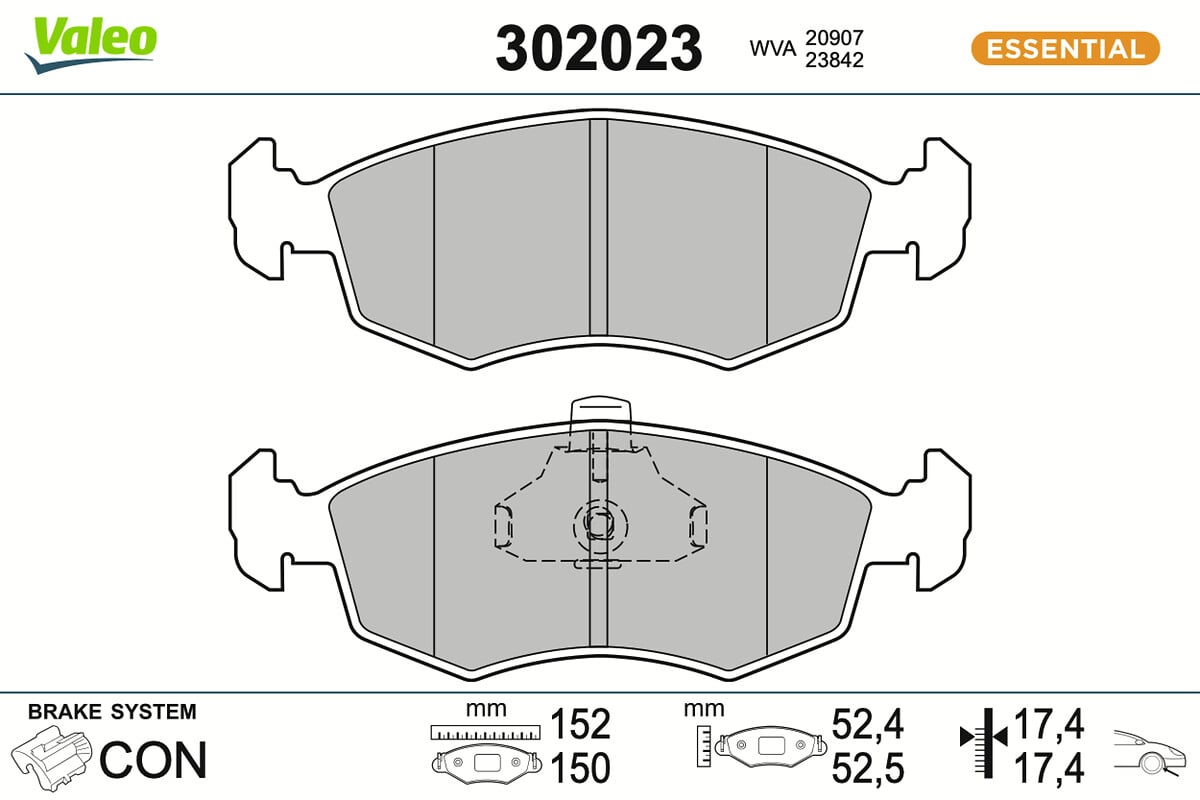 Jeu de 4 plaquettes de frein VALEO ref. 302023